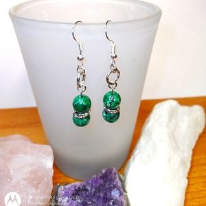 Green Jade handmade earrings.
